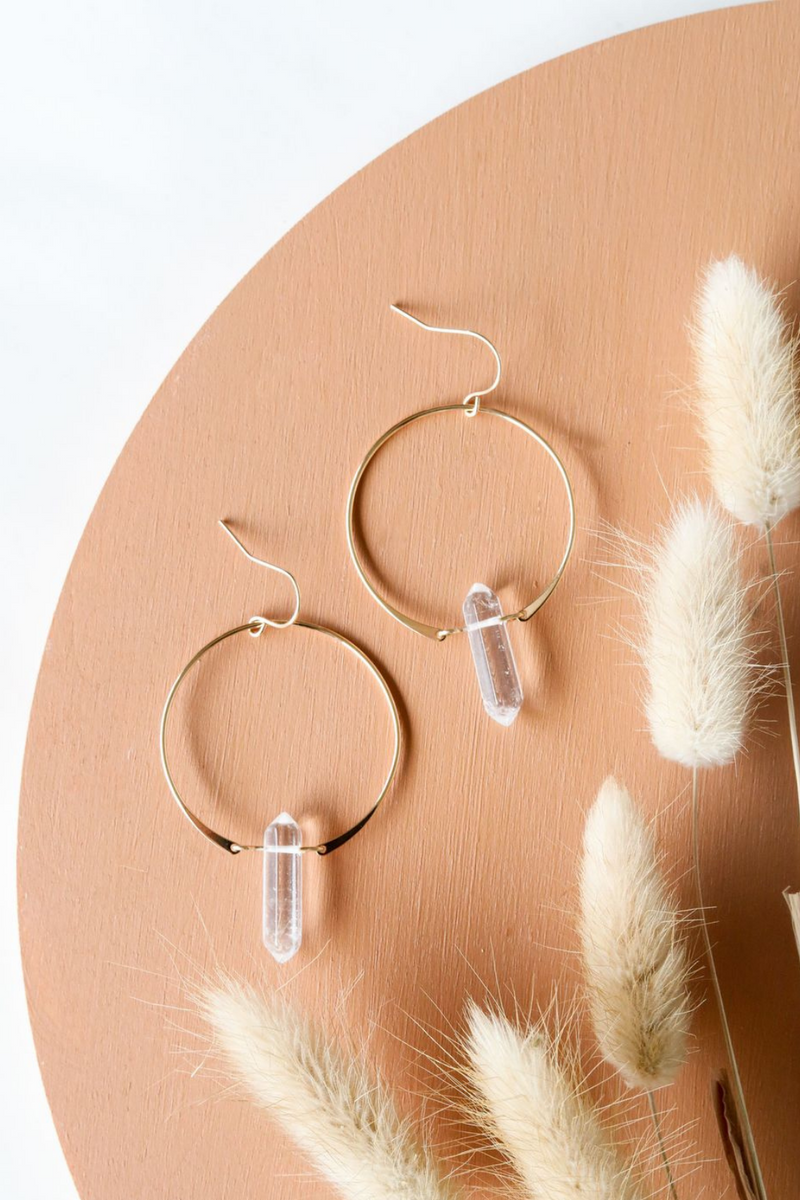 JaxKelly Stone Hoop Earrings