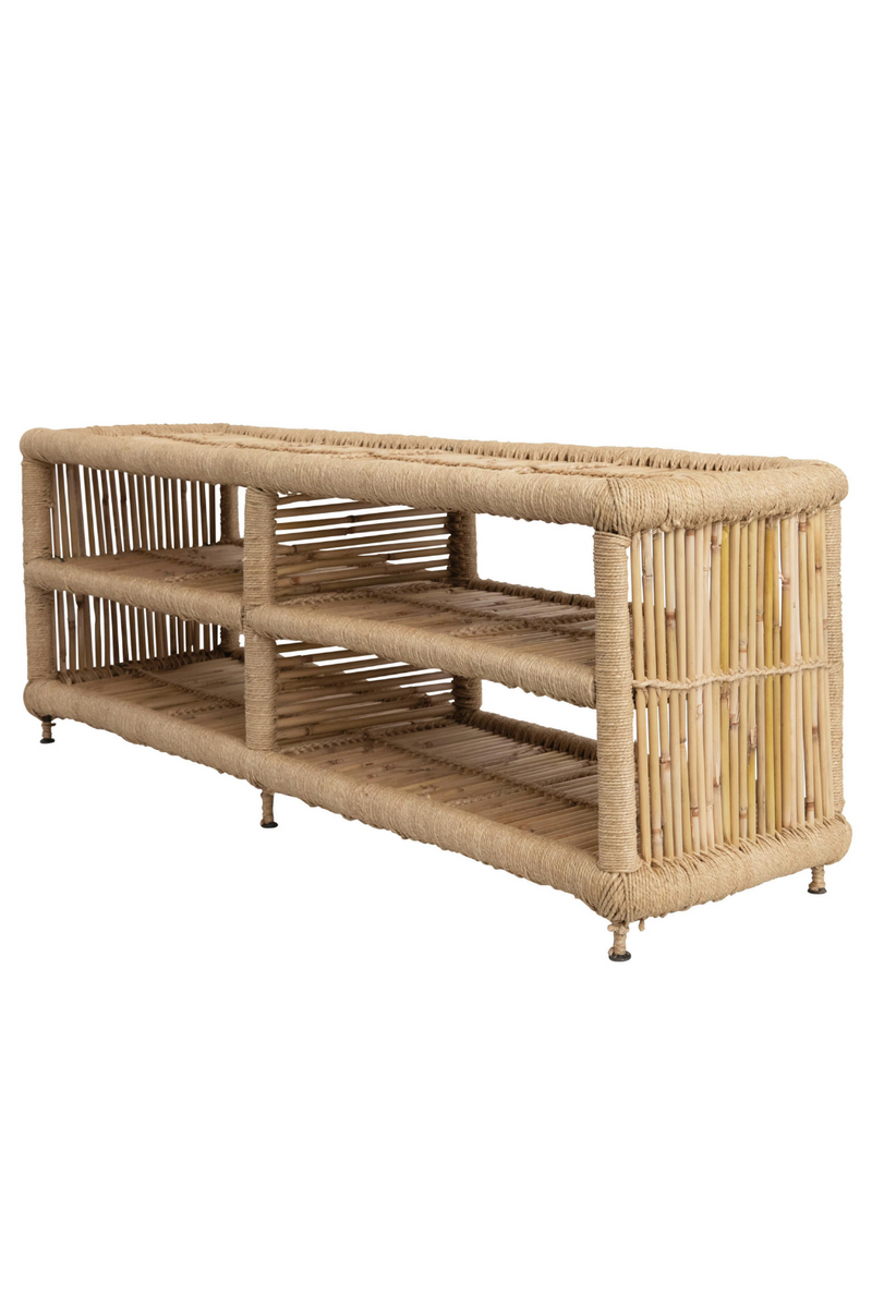 Creative Co-Op Hand-Woven Bamboo + Jute Bench