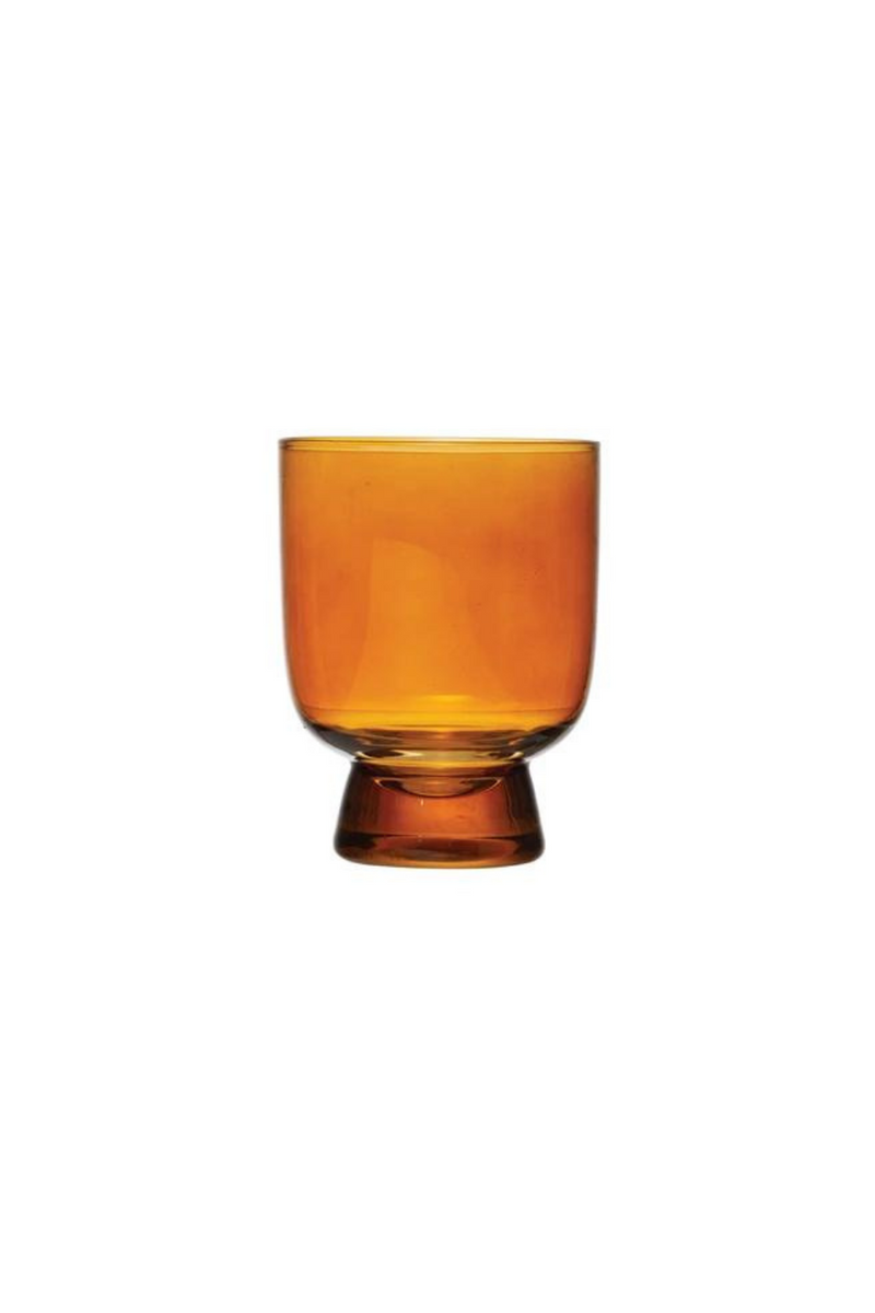 Creative Co-op Footed Drinking Glass in Umber