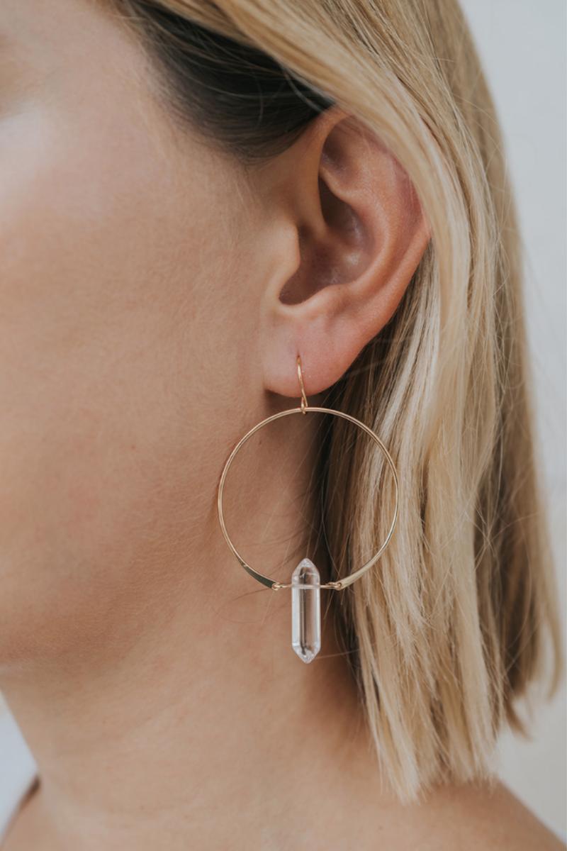 JaxKelly Stone Hoop Earrings