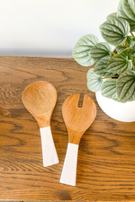 EcoVibe Style - Be Home Mango Wood & White Enamel Serving Set