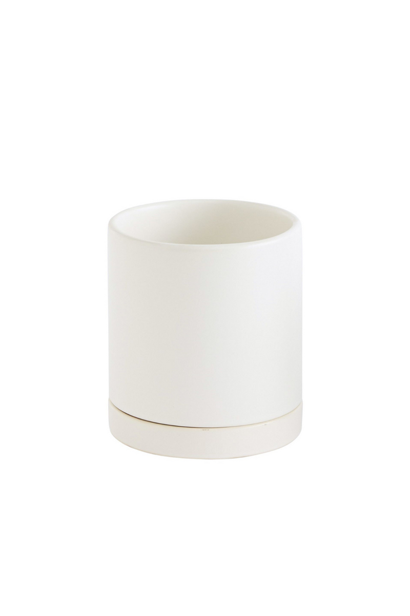Accent Decor Romey Pot and Saucer in White