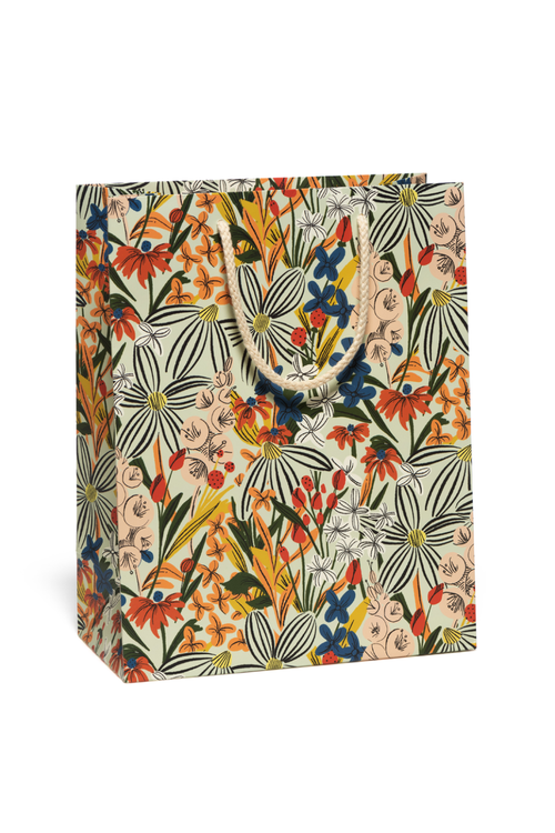 Red Cap Striped Florals Gift Bag