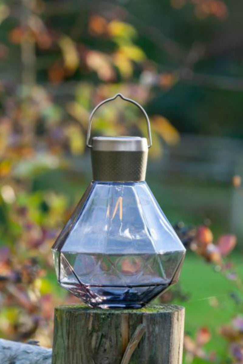 Allsop Outdoor Solar Glass Gem Light Smoke