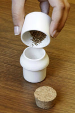 Kikkerland White Ceramic Herb Grinder + Jar