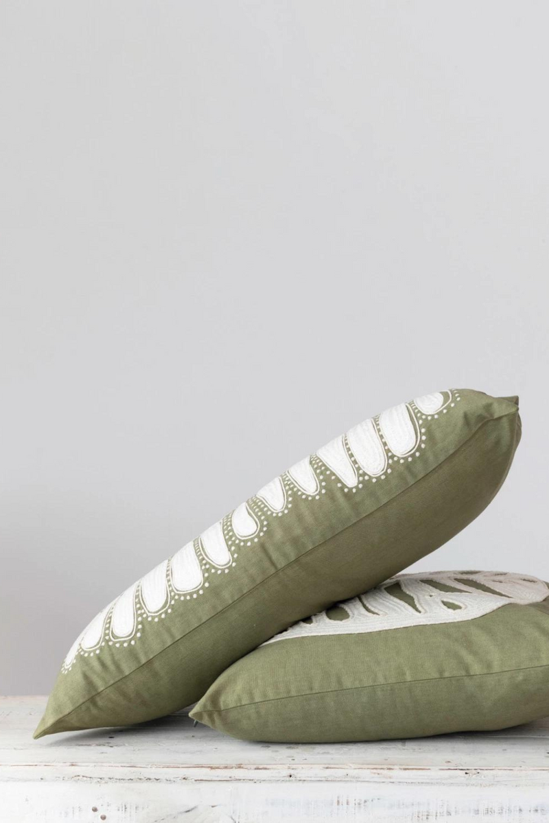 Creative-CoOp-Embroidered-Leaf-Green-Throw-Pillow