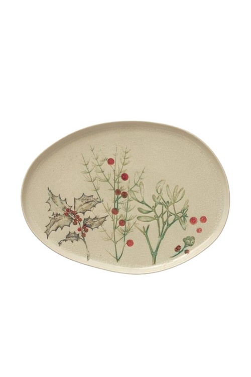 Creative-Co-Op-Cabin-Holiday-Oval-Ceramic-Platter-Tray