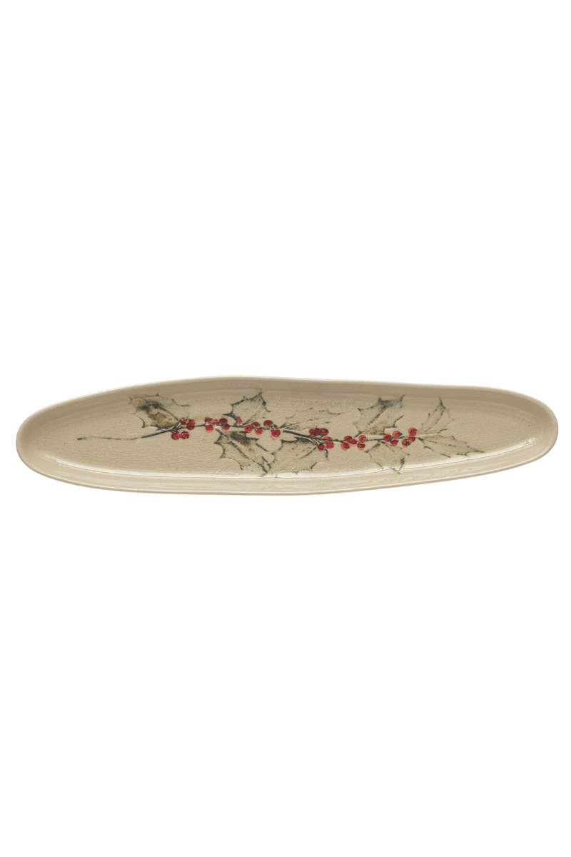 Creative-Co-Op-Cabin-Holiday-Oval-Ceramic-Holly-Holiday-Platter-Tray