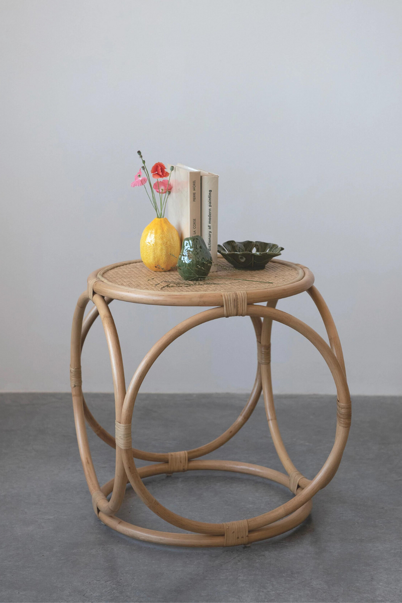 Creative-CoOp-Rattam-Bamboo-Round-Side-Table