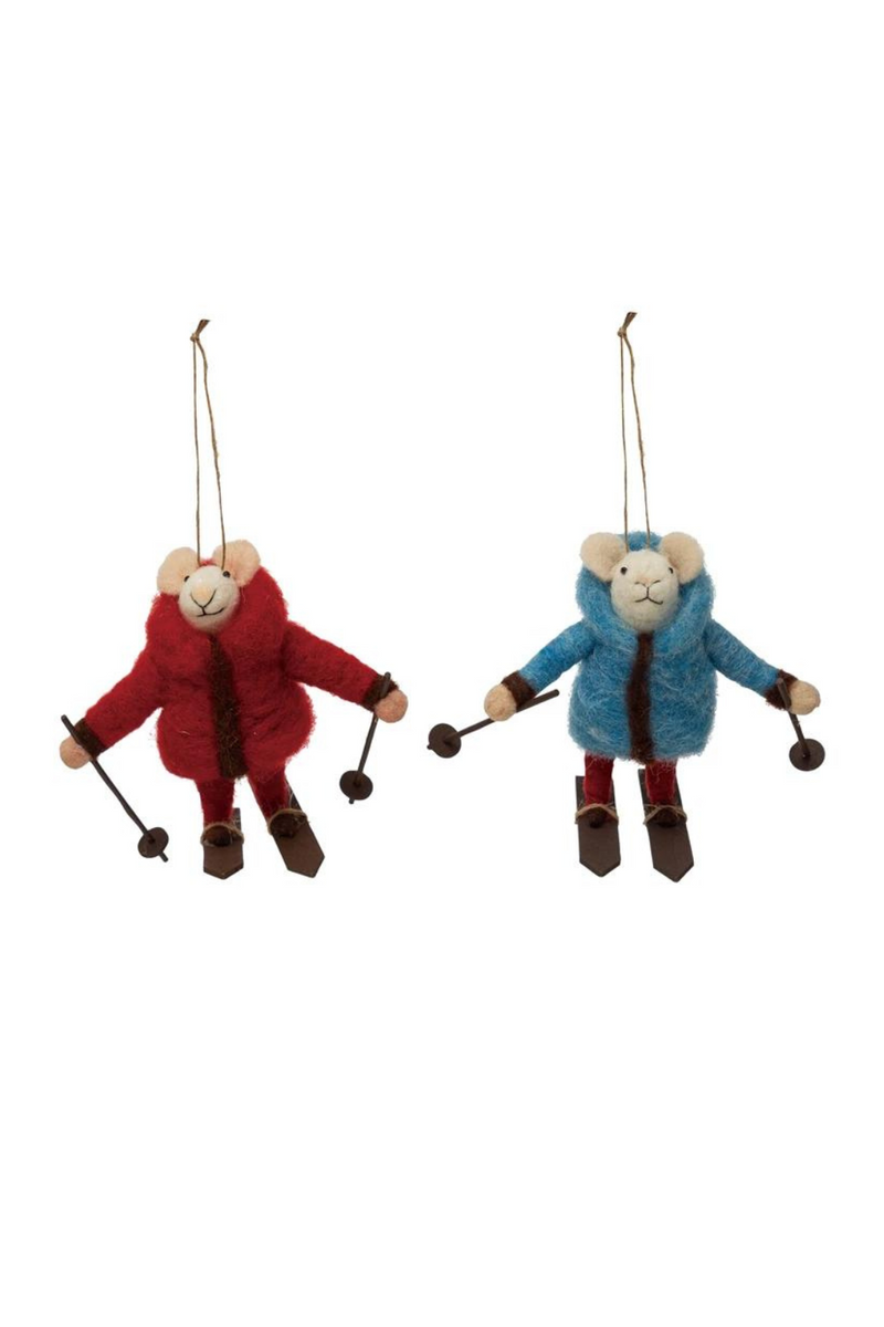 Creative-CoOp-Ski-Mouse-Skiing-Mice-Wool-Felt-Holiday-Ornament