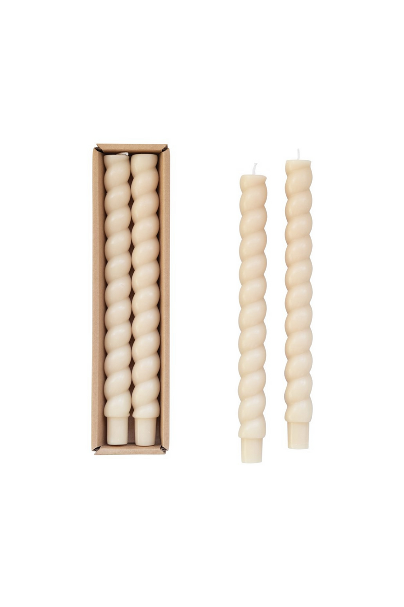 Creative-CoOp-Twisted Taper-Candles-cream