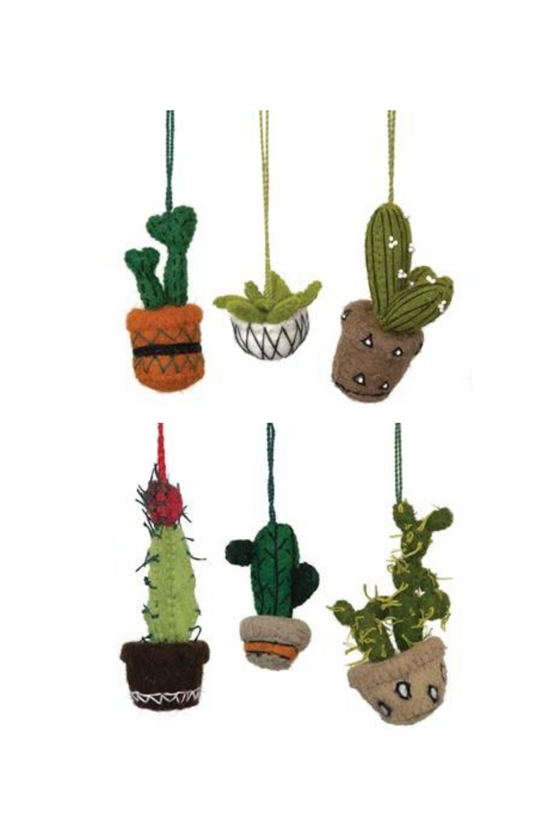 Creative-CoOp-Wool Felt-Cactus-Holiday-Ornament  