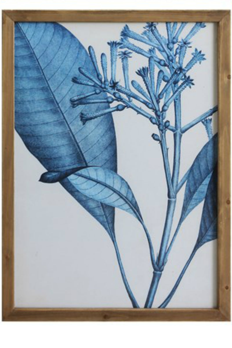 Bloomingille Blue Botanical Wood Framed Wall Decor No. 4