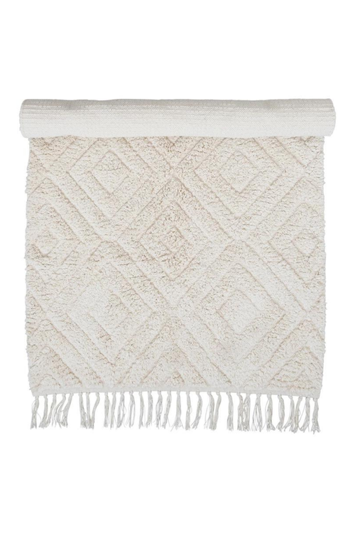 Creative Co-Op Diamond Tufted Cotton Rug with Fringe