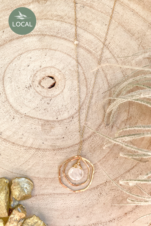 Double Organic Circle Stone Necklace