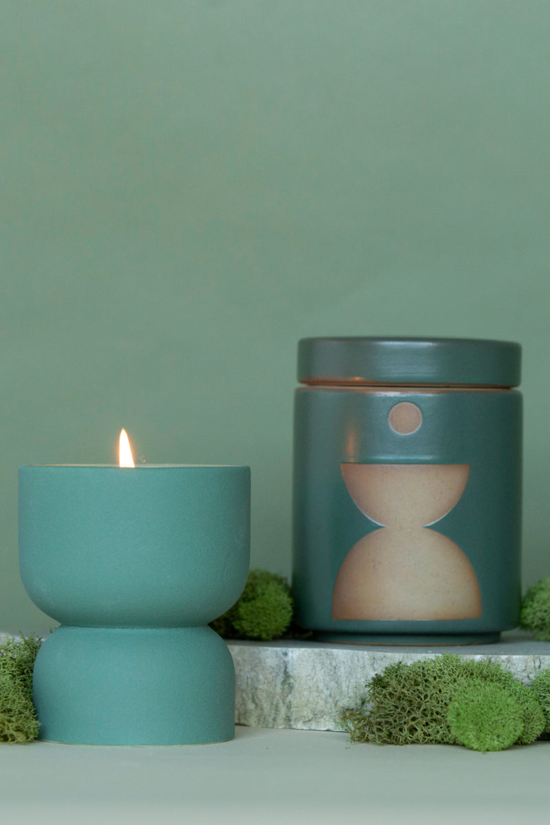 Form Ceramic Candle with Lid, Spanish Moss