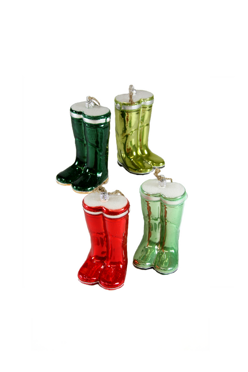 Rain Boots Glass Ornament