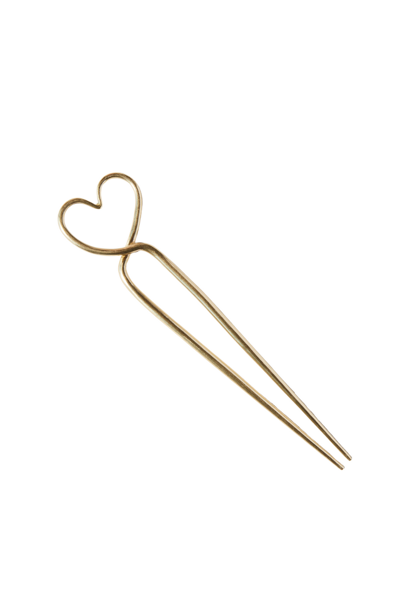 Ink + Alloy Brass Hair Pin- Heart