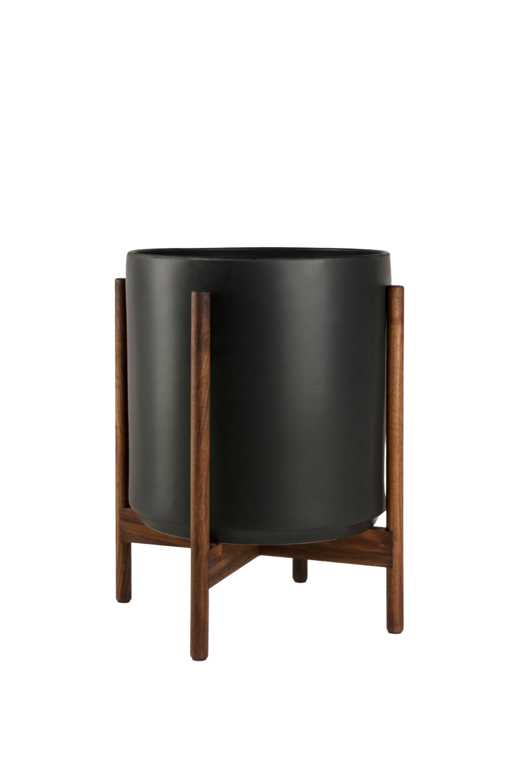 black plant pot with stand Black Revival Ceramics Planter + Stand – ECOVIBE