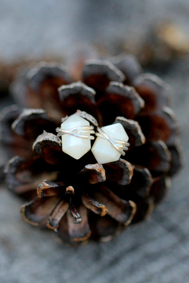 Saressa Designs Pike Studs in Mother of Pearl