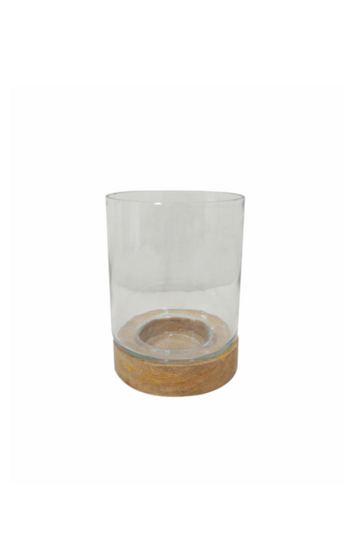 Glass Votive with Wood Base
