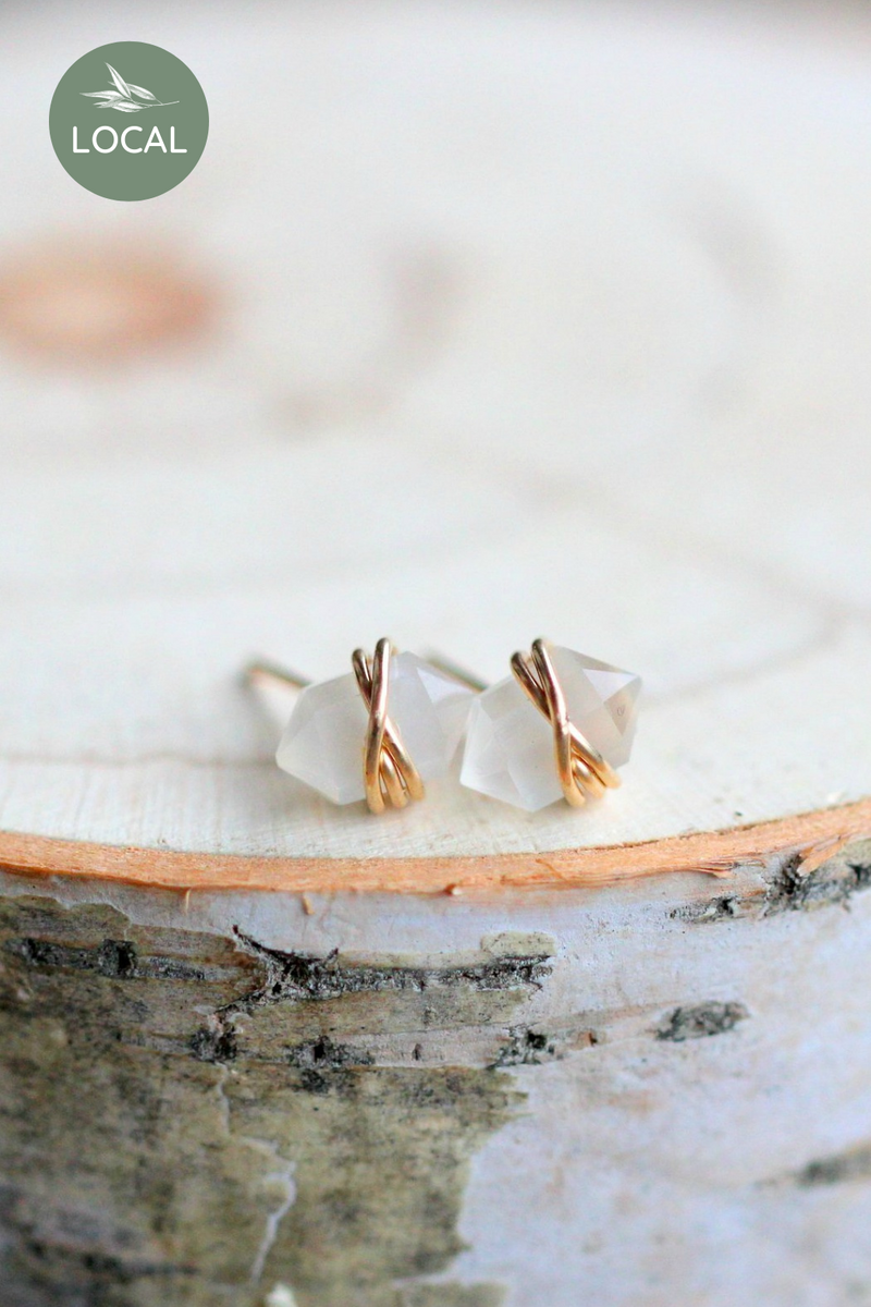 Saressa Designs Pike Studs in Moonstone