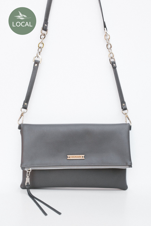 Carry Courage Dreamer Foldover Bag Charcoal