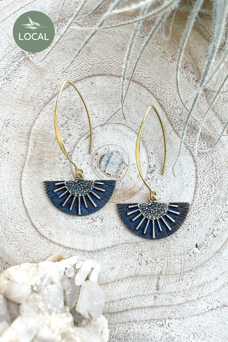 Modern Madini Cast Half Sun Drop Earrings