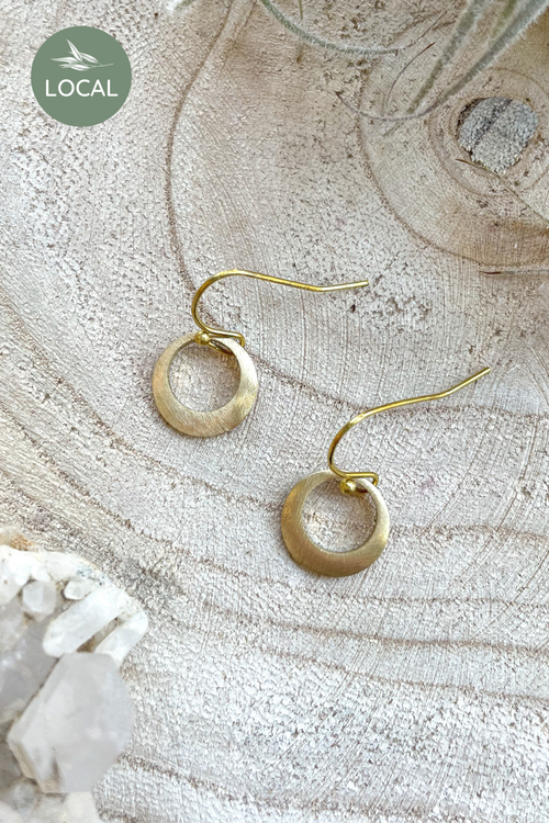 Small Simple Brass Hoop Drop Earrings