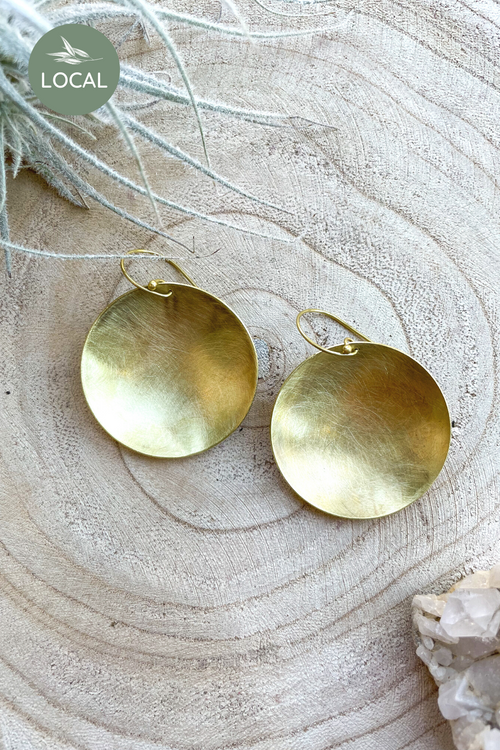 Modern Madini Large Brass Bowl Earrings