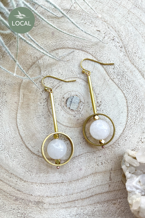 Large Stone Drop Earrings