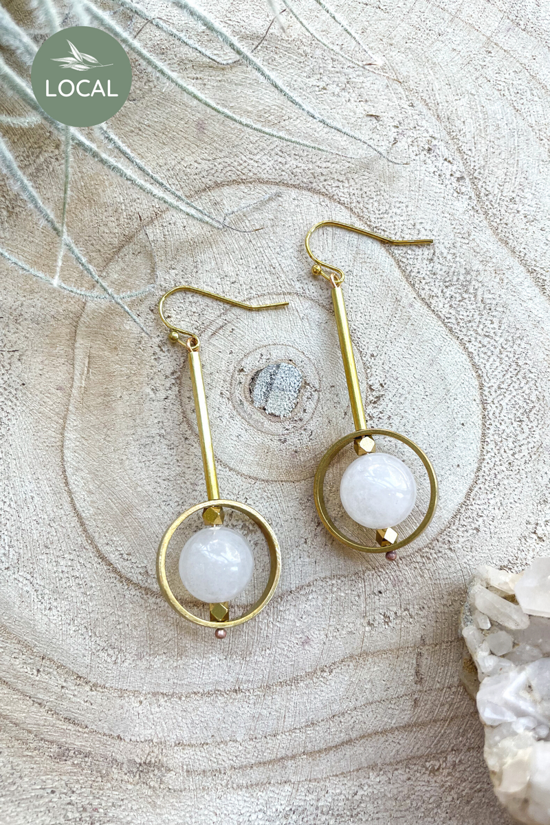 Modern Madini Large Stone Drop Earrings in Quartz