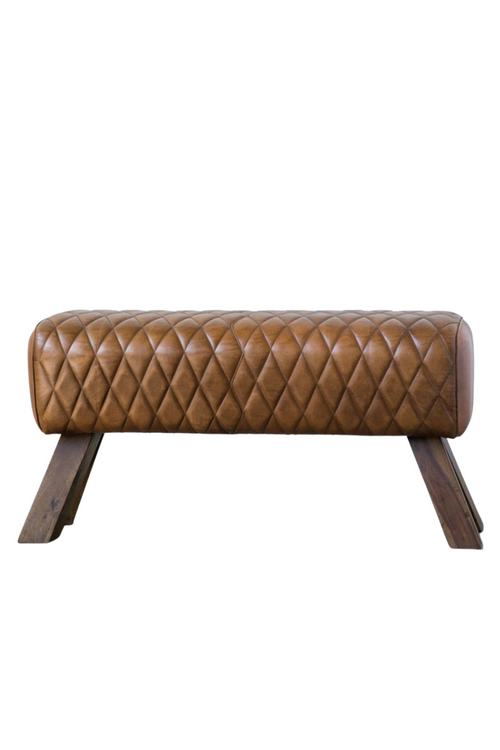 Benson Leather + Wood Bench-Creative Co-Op-ECOVIBE