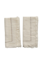 1 of 2:Fringed Woven Cotton Napkins