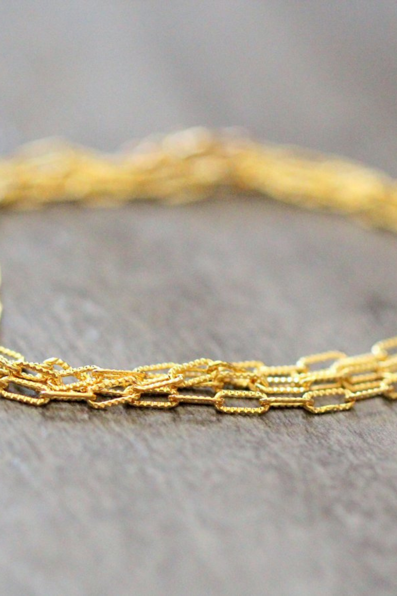 Saressa Designs Textured Paperclip Choker Gold