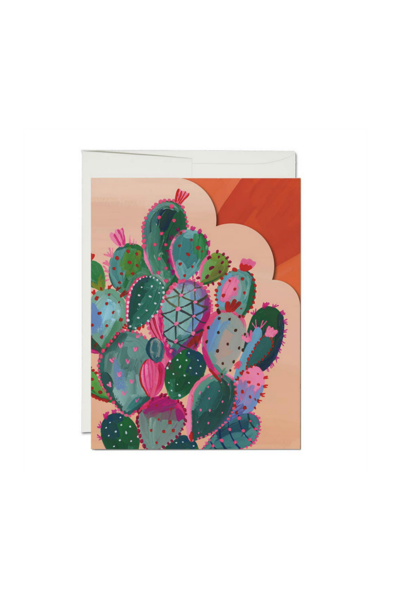 Red Cap Sunset Cactus Greeting Card
