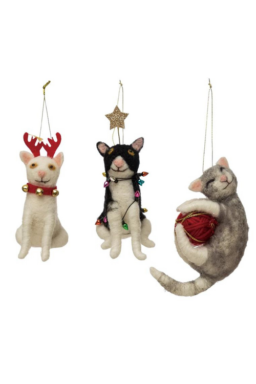 Creative Co-Op Wool Felt Cat Ornament