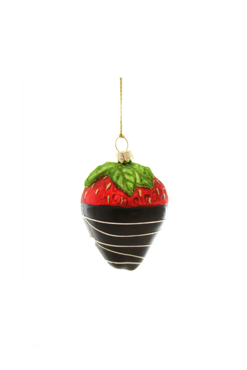 Chocolate Strawberry Glass Ornament