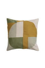 1 of 3:Green + Gold Embroidered  Pillow