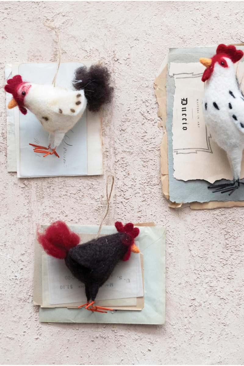 Creative Co-Op Wool Felt Rooster Ornament