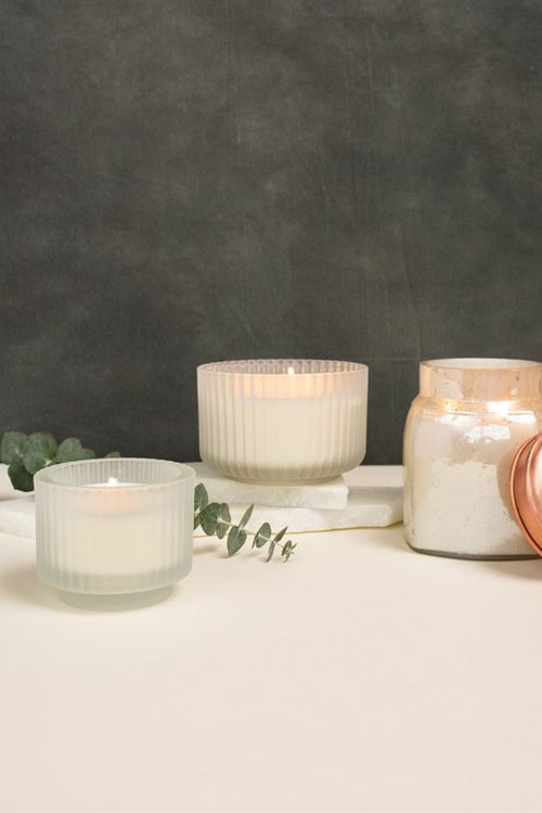 Cypress + Fir Footed Glass Candle