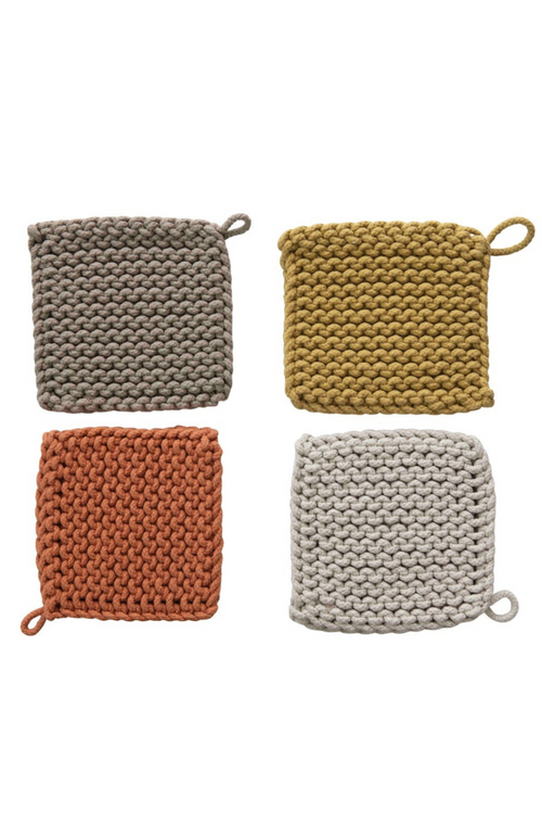 Creative Co-op-Autumn-Cotton-Crochet-Pot-Holder