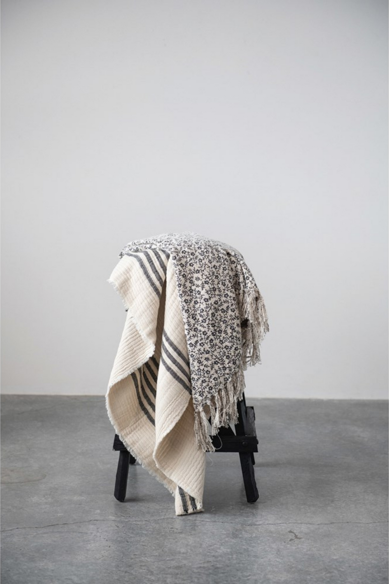 Creative Co-op Cotton Double Cloth Stitched Throw