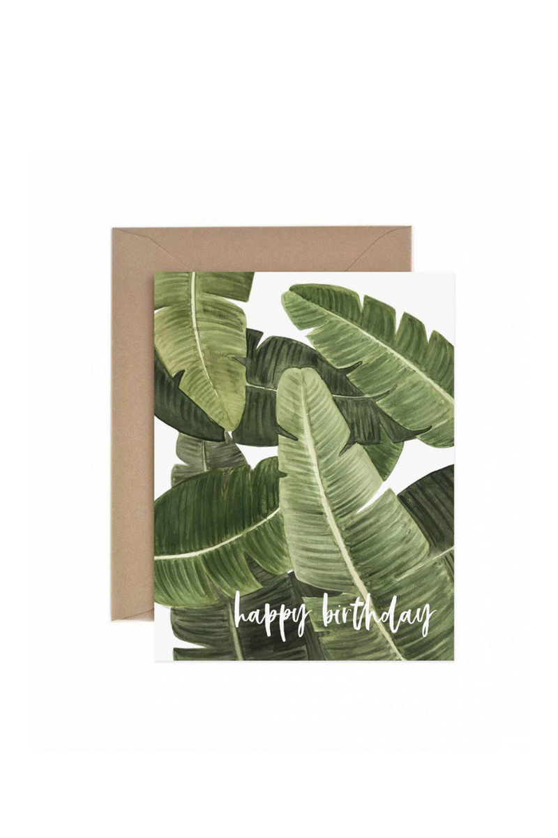EcoVibe Style - Banana Leaf Happy Birthday Greeting Card,