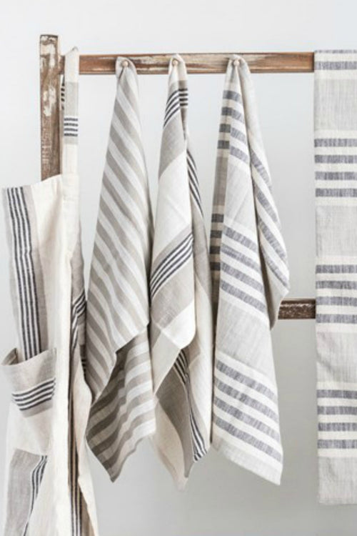 Creative Co-Op Neutral Striped Cotton Tea Towels