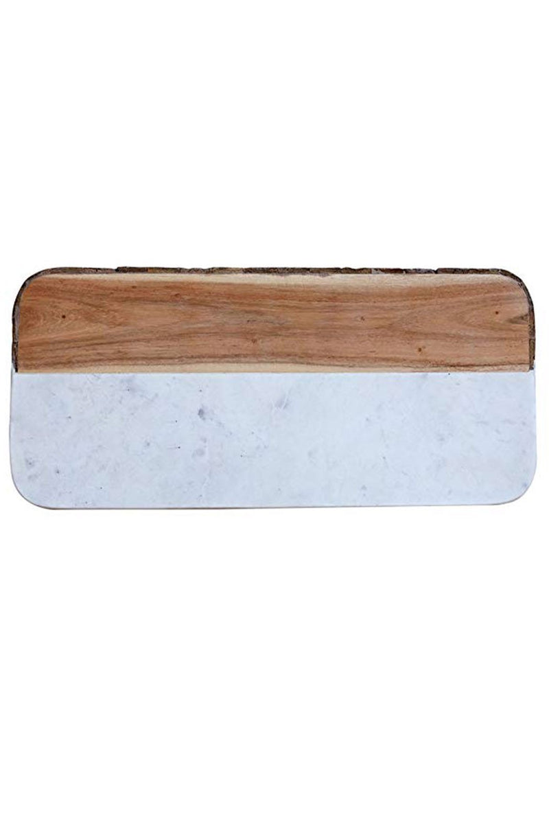 EcoVibe Style - White Marble & Mango Wood Cheese Board, KitchenwareCreative Co-op White Marble + Mango Wood Live Edge Board